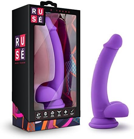 Blush Ruse D Thang - 8 Inch Platinum Cured Purio™ Silicone Dildo - Satin Smooth Ultrasilk- Soft 1.25" Shaft - Strap On Compatible Suction Cup For Hands Free Play - Luxury Sex Toy For Women - Purple