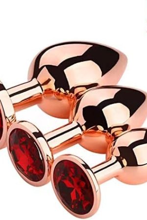 3-Piece Metal Butt Plug Set - Beginner'S Anal Trainer Kit For Men And Women - Perfect Adult Anal Toys (Rose Pink)