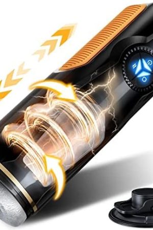 Automatic Male Masturbator, Male Masturbator Cup With 10 Thrusting & Rotating Separate Modes For Penis Stimulation, Hands Free Electric Male Masturbators For Men (Yellow)