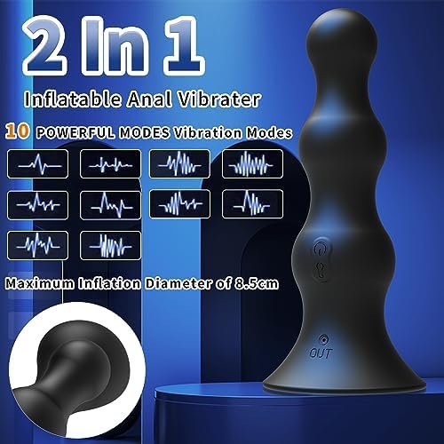 Anal Vibrator Inflatable Butt Plug Remote Prostate Massager With Automatic Inflation Max 8.5Cm And 10 Vibrating Modes For Adult Male Female Prostate Stimulator Anal Sex Toys For Men Women Pleasure - Image 2
