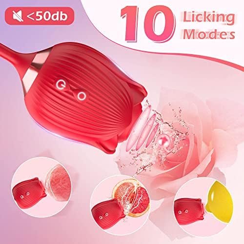 Sevobal New Roses Small Toys For Woman Sex Toy Sexual Adult Toy Lick, Washable Dual Head Waterproof Sex Tongue, Rechargeable Clitorals- Stimulator 10 (Red1) - Image 2