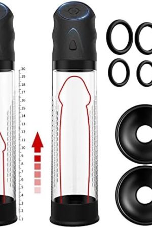 Electric Penis Vacuum Pump With 4 Suction Intense Rechargeable Adult Toys Penis Enlarger For Men Penis Enlargement Pump With 6 Cock Rings Sex Toys Male Sex Toys For Men Bigger Erections