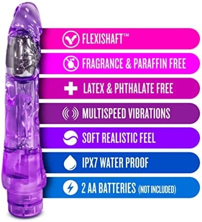 Blush Mambo Vibe - 9 Inch Soft Realistic Vibrating Dildo - Tunable Vibrations Located At The Tip For Deep Stimulation - Flexishaft So It'S Not Floppy - Waterproof Vibrator For Women Men - Clear Purple - Image 2