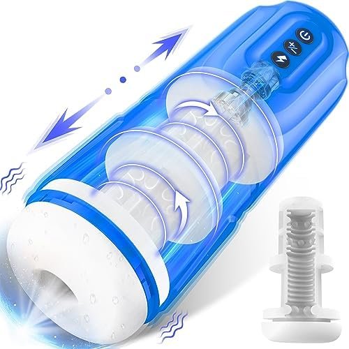 Automatic Male Masturbator, Male Masturbators Cup With 7 Thrusting Modes For Men Hands Free Pocket Pussy Male Stroker Adult Male Sex Toys For Men Blue