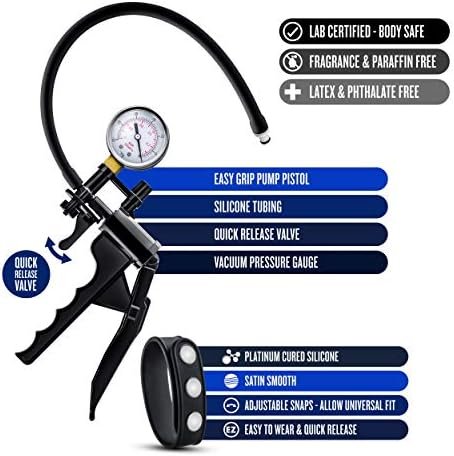 Blush Performance Pump Pistol Accessories Kit - Advanced Penis Pump Trigger - Nterchange Compatible - Pressure Gauge - Vacuum Release Valve - Male Enhancement Upgrade - Plus Silicone Penis Strap - Image 2