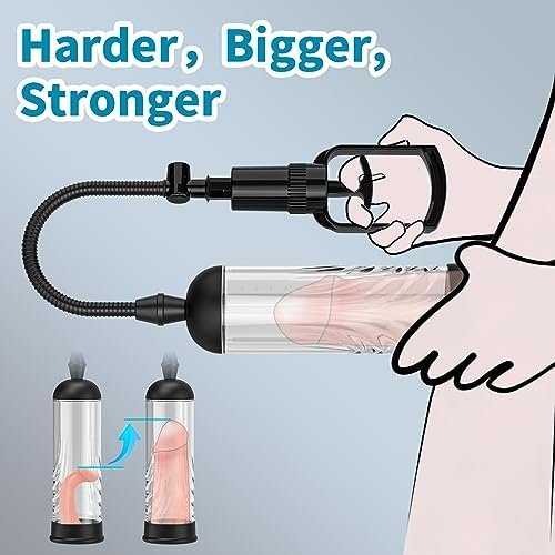 Penis Pump Manual Penis Enlarger Extend Pump, Upgrade Penis Enlargement Vacuum Pump Adult Male Sex Toys For Men Stronger Bigger Erections With 2Pcs Suction Sleeves, 2Pcs Penis Ring - Image 3