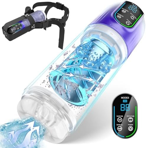 Automatic Male Masturbator Sex Toys For Men - Adult Male Sex Toys Penis Pump With 7 Rotating & 7 Sucking & 7 Licking Modes, Led Display Pocket Pussy Male Stroker, Blowjob Sex Machine Mens Sex Toy Men