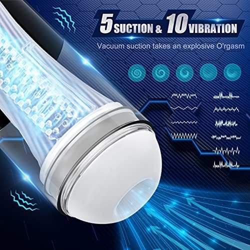 Automatic Hands Free Male Stroker - Gunwai, Adult Sex Toys For Men'S Sexual Pleasure, Sucking Male Masturbator Cup With 5 Suction & 10 Vibrations, Realistic Textured Pocket Pussy Penis Pump - Image 2