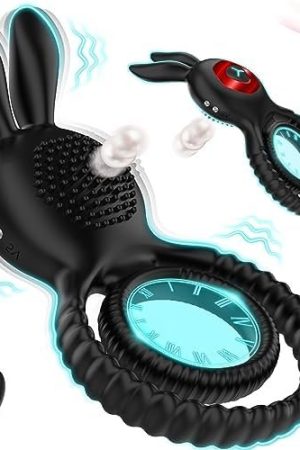 Sex Toys For Mens Vibrator - 4In1 Male Vibrator Penis Ring Vibrating Cock Ring, 10 Vibration Male Sex Toy Penis Vibrator, Bunny Ear Clit & G Spot Vibrators Couples Sex Toys, Men Adult Sex Toys & Games
