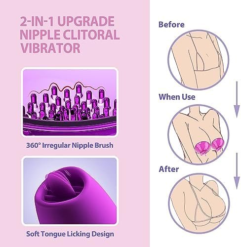 Nipple Clitorals Vibrator Adult Toys - Women Sex Toy Vibrating Nipple Toy Sucker Massage With 10 Vibration 10 Tongue Licking Modes, Rechargeable Female Adult Sex Toys Games For Women Couples Pleasure - Image 2
