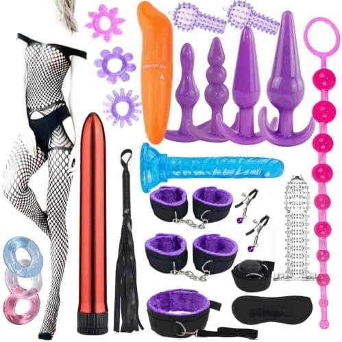 Baiwang 26 In 1 Anal Plug Set Pleasure Massage Stick Plug Toy For Women Men Adult Games Bondage Set Butt Plugs Stick Beginner Training Kit Anales Beads, Multicolor, X-Large