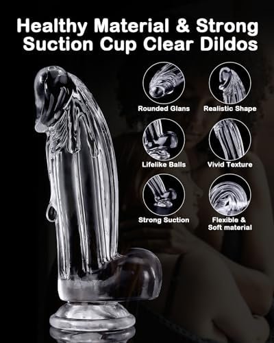 【2 Packs】Beginner’S 6 Inch Clear Jelly Small Dildo,Realistic Mini Dildos Strong Suction Cup& Storage Bag For Hands-Free Play Double Penetration, Double-Ended Dildo Adult Sex Toy For Women Men Couples - Image 2