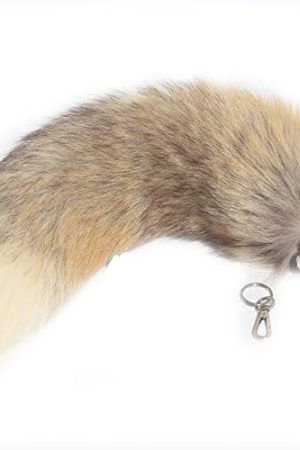 Multi-Function Fox Tail Anal Plug With Stylish Keychain Attachment (Yellow&Gray, Small Plug)