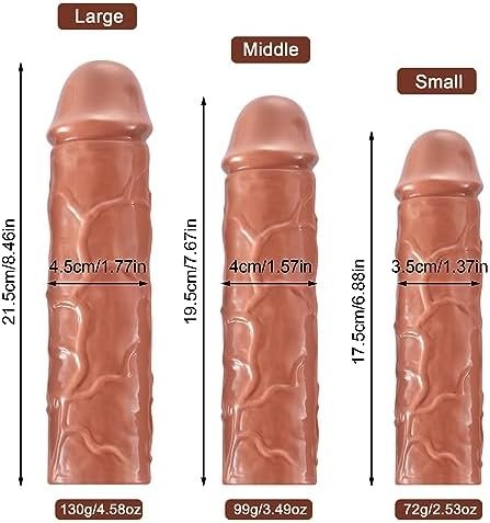 Super Stretchy Reusable Penis Sleeve Extender Set, Soft Realistic Cock Enlargers Extension Sex Toys For Men, Black - Image 2