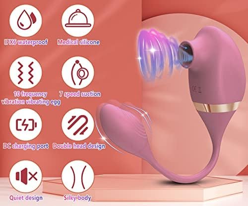 Swtshe Clit Vibrator Sex Toys For Women Couple, Air-Pulse Suction Vibrating Egg Clitoral Stimulator With 10 Frequency Vibration And 7 Speed Suction Models Waterproof Ultra-Hygienic Medical Silicone - Image 2