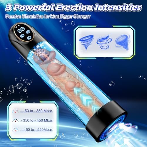 Electric Penis Enlarge Vacuum Pump - Waterproof Automatic Penis Enlargement Extend Pump Air Pressure Device Pocket Pussy Male Masturbator With 4 Suction Intensities, Adult Male Sex Toys & Game For Men - Image 3