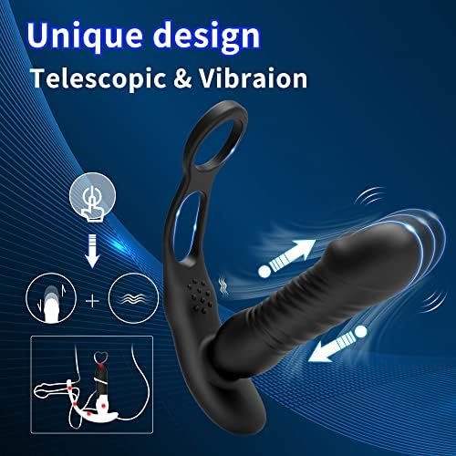 Levett Thrusting Anal Sex Toys Prostate Massager Dildo Dual Cock Rings Butt Plug With 3 Thrusting & 12 Vibrating Modes P Sport Massager Adult Sex Toys Male Anal Vibrator For Men Women And Couples - Image 3