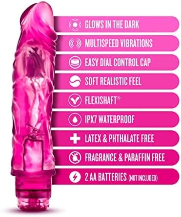 Blush The Drop - 9 Inch Realistic Powerful Vibrating Fragrance Free Dildo - Glows In The Dark - Nubs Multi Speed Thin Vibrator - Aa Battery Powered Adult Toy - Sex Toy For Women Men Couples - Pink - Image 2