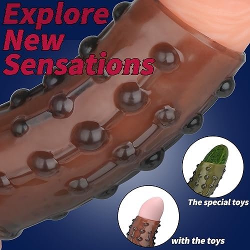 Reusable Penis Sleeves 2Pcs, Efgove Grey Penis Enlargement Cock Ring Realistic Textured Cock Sleeve Sex Toy Enlarger Condom Soft Penis Sleeve For Men Couples - Image 3
