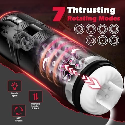 Sex Toys For Men Male Masturbator Cup, Automatic Men'S Adult Toys With 7 Thrusting & Rotating Vibrating Modes, Hands-Free Male Sex Toys With 3D Textured Channel, Men Masturbation Pocket Pussy Machine - Image 2