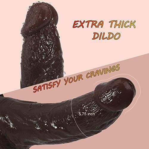 Realistic Dildo Dual Density Silicone G Spot With Raised Veins Squeezable Balls For Women Pleasure, Ultra Soft Penis Dildo Suction Cup Dildo Lifelike Cock For Vaginal Stimulation (Dark Brown) - Image 3