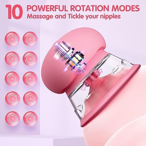 Sex Toy Nipple Toys Clamps - 3 Brush Heads Nipple Vibrator Manual Sucking With 10 Powerful Rotation Modes Stimulator Massager, Rechargeable Adult Sex Toys For Women Couples Pleasure - Image 2