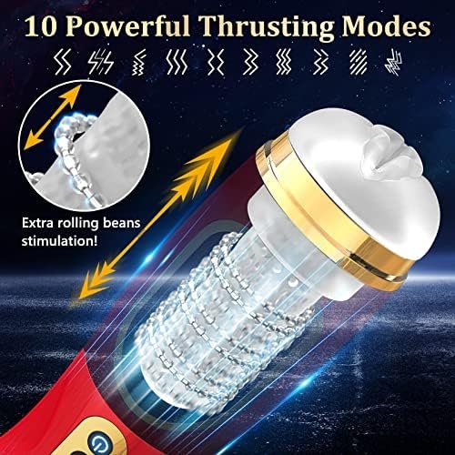 Automatic Sucking Male Masturbator, Pocket Pussy Masturbator Stroking Toy With 10 Vibrating & Thrusting Modes For Penis Stimulation, Male Realistic Stroker Adult Sex Toys For Men Masturbation (Red) - Image 3