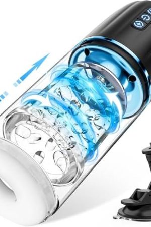 Automatic Male Masturbators Cup, Male Masturbator Toy With 7 Thrusting & Rotating, 50Db Quiet Hands Free Pocket Pussy Stroker, 3D Realistic Sleeve Adult Toys Male Sex Toys For Men Blue