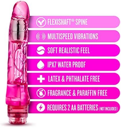 Blush Mambo Vibe - 9 Inch Soft Realistic Vibrating Dildo - Tunable Vibrations Located At The Tip For Deep Stimulation - Flexishaft So It'S Not Floppy - Waterproof Vibrator For Women Men - Clear Blue - Image 2