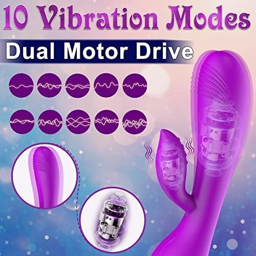 Puwcbze G-Spot Dildo Rabbit Vibrator With 10 Vibration Modes, Dual Motor Massager Soft Silicone Waterproof Rechargeable Adult Sex Toys For Women - Image 3