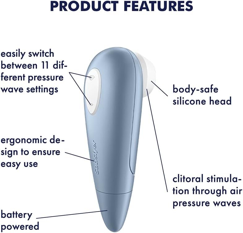 Satisfyer Number One | Air Pulse Technology | Clitoral Stimulation | 11 Pressure Wave Intensities | Waterproof (Ipx7) | Rechargeable Battery | Skin-Friendly Silicone - Image 2