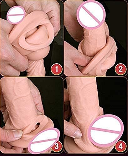 New Big Reusable Sleeve Extender Realistic Textured Extender Material Enlarger For Men Couple 10188 (Flesh-Rr2) - Image 3
