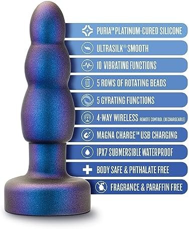 Blush Anal Adventures Matrix Interstellar Silicone Anal Plug Ultrasilk Smooth Tapered Tip Easy Insertion & Training Stayput Technology & Anchortech Base Anal Sex Toy For All Genders Vibrating Dildo - Image 2