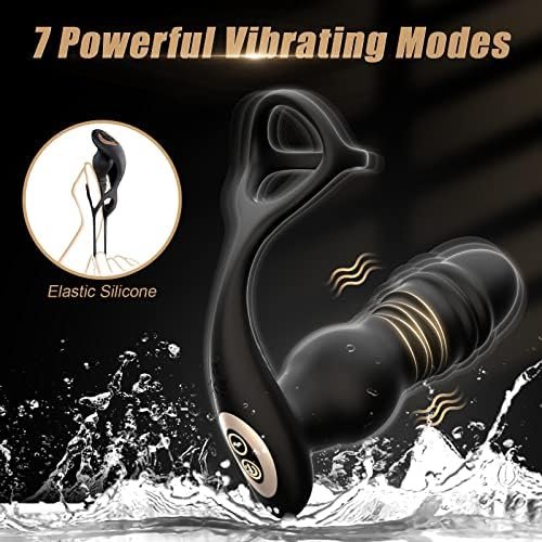 Prostate Massager Thrusting Anal Plug Vibrator - 4In1 Male Sex Toys For Men With 7 Thrusting & 7 Vibrating Butt Plug & Cock Ring & Remote Control, G-Spot Vibrators Dildo Anal Adult Toys For Men Couple - Image 3