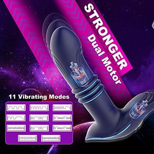 Thrusting Anal Vibrators Prostate Massager With Dual Cock Ring,Silicone Butt Plug 3 Thrusting Modes & 11 Vibration Modes Male Prostate Stimulator Toys,Sex Anal Toy For Men Women Couple Pleasure - Image 3