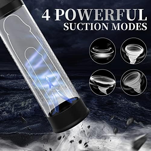 Electric Penis Vacuum Pump With 4 Suction Intense Rechargeable Adult Toys Penis Enlarger For Men Penis Enlargement Pump With 6 Cock Rings Sex Toys Male Sex Toys For Men Bigger Erections - Image 2