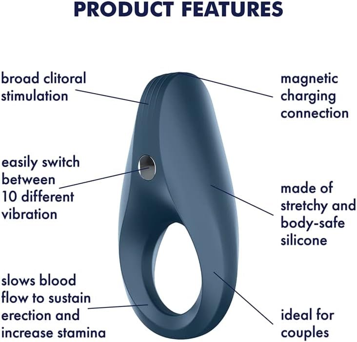 Satisfyer Rocket Ring Cock Ring - Vibrating Penis Ring For Longer, Harder, Stronger Erections, Erection Enhancing Penis Ring Plus Vibration - Soft Silicone, Waterproof, Rechargeable - Image 3