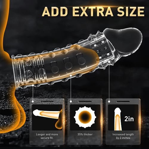 Penis Sleeve Sex Toys For Men, Penis Ring With Clear Thick Penis Extender Enhancer, Reusable Cock Enlarger Sheath, Male Sex Toys With Penis Extension Penis Pump, Adult Toys For Couples - Image 2
