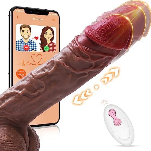 Thrusting Dildo Realistic Vibrator With Heating - 9.8 Inch App Remote Anal Fake Penis With 9 Thrusting & Vibrating Modes, Thick Silicone Electric Dildos Adult Sex Toys For Women Couple Pleasure