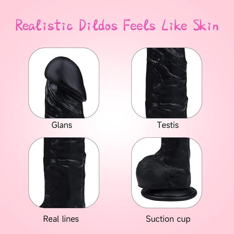 Dildo, Black Dildos, Sex Toy, 8.5 Inch Ultra Soft Lifelike Silicone Anal Dildo With Strong Suction Cup, G Spot Stimulator Adult Sexy Toys For Women Men Couple Sexual Pleasure Tools For Women, Black - Image 2