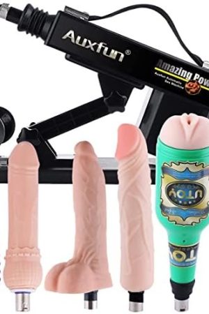 Auxfun Thrusting Sex Machine With Realistic Dildos For Men, Automatic Love Machines With Masturbator Cup Adjustable Pumping Gun For Couple With 8 Attachments For 3 Xlr Connector