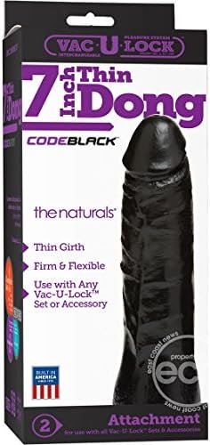 Doc Johnson Vac-U-Lock Codeblack - 7 Inch Thin Dong - F-Machine And Harness Compatible Dildo - Image 2