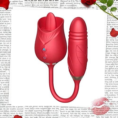 Rose Sex Stimulator For Women - Clitoral Stimulator Tongue Licking Thrusting G Spot Dildo Vibrator With 10 Modes, Rose Adult Sex Toys Games, Nipple Licker For Couple, 1 Count