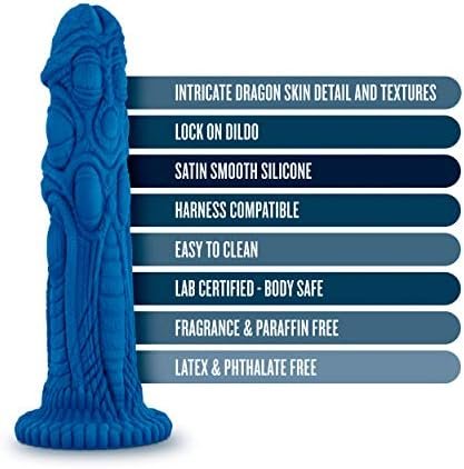 Blush The Realm Draken Silicone Dragon Dildo, Lock On Attachment Compatible, Sex Toy For Women, Sex Toy For Adults, Blue - Image 2