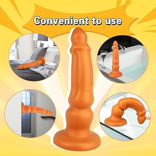 Tariss'S Dildo Anal Plug With Suction Cup Base Sex Toy For Men Women Silicone Gold M 9.6 Inch - Image 3
