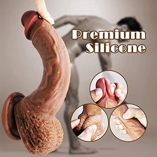 8.3'' Realistic Dildo Dual-Layer Liquid Silicone Dildo With Strong Suction Cup,Oixgirl Lifelike Penis Sex Toy Flexible G Spot Dildo With Curved Shaft And Balls - Image 2