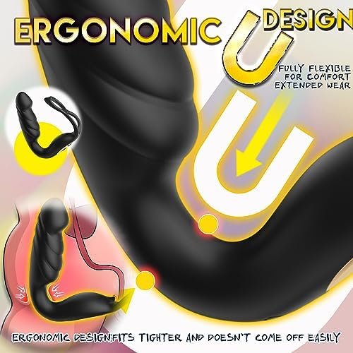 Prostate Massager Anal Vibrator With 2 Vibrating Cock Ring, Anal Sex Toys Anal Plug With 7 Pulse & 12 Vibrating Modes, Anal Dildo Butt Plug Sex Toys For Men And Couple Gay Pleasure With Remote Control - Image 3
