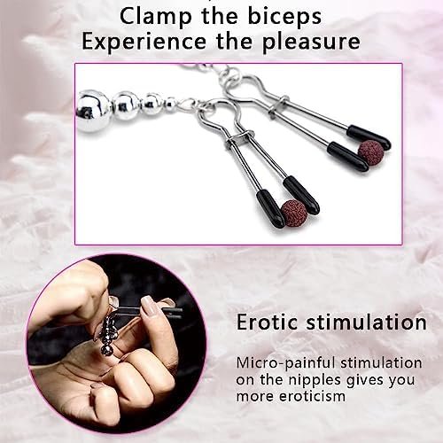Nipple Clamps For Women Non Piercing Beginner Set Adjustable Sliding With Chain And Choker Non Pierced - Image 3