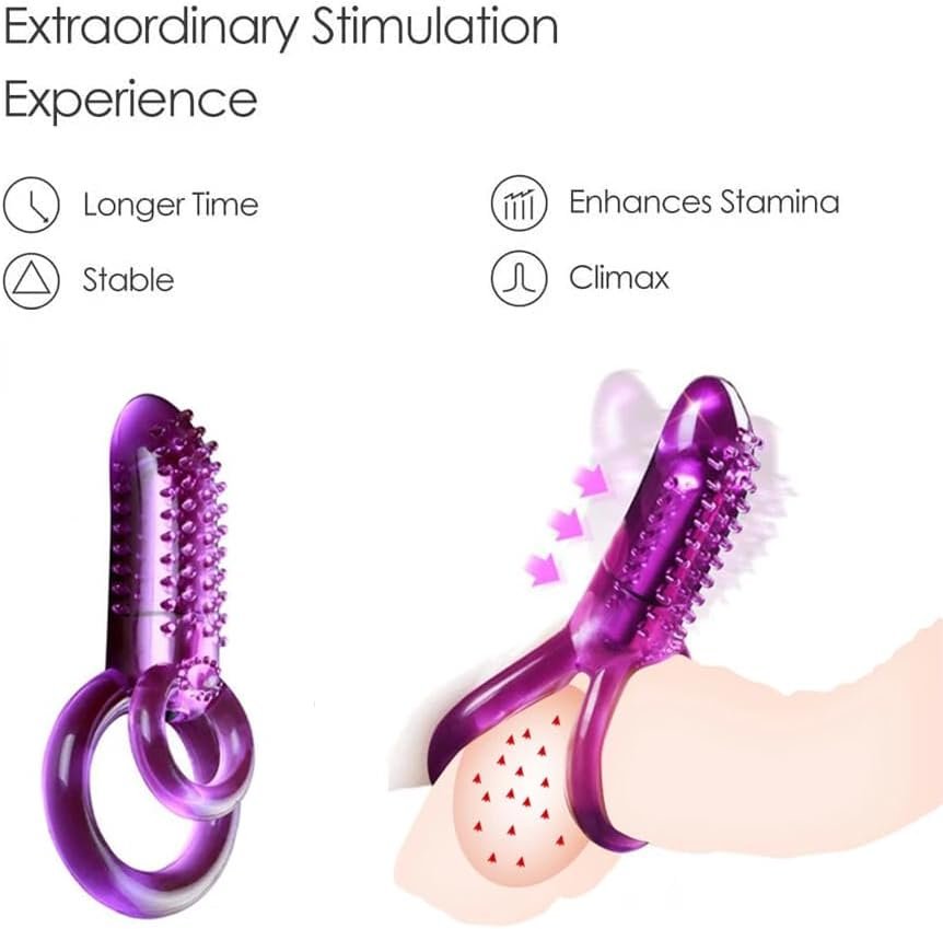 Vibrating Cock Ring Vibrator With Double Penis Rings Powerful Vibration Clitoris Stimulation Erection Enhance Delay Ejaculation Adult Erotic Sex Toys For Women Men Coulpes - Image 3