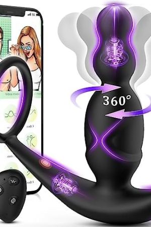 Prostate Massager Sex Toys For Men - 5In1 360ยฐ Rotating Anal Adult Toys With 4 Anal Plug Beads, 9 Vibrating Butt Plug, G-Spot Male Vibrator Sex Toys With Penis Ring, Male Sex Toy For Men Couples